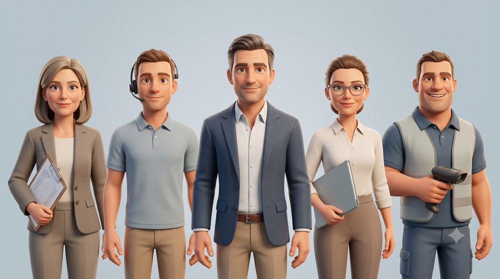 Das Team: Bea, Theo, Max, Mia und Leo